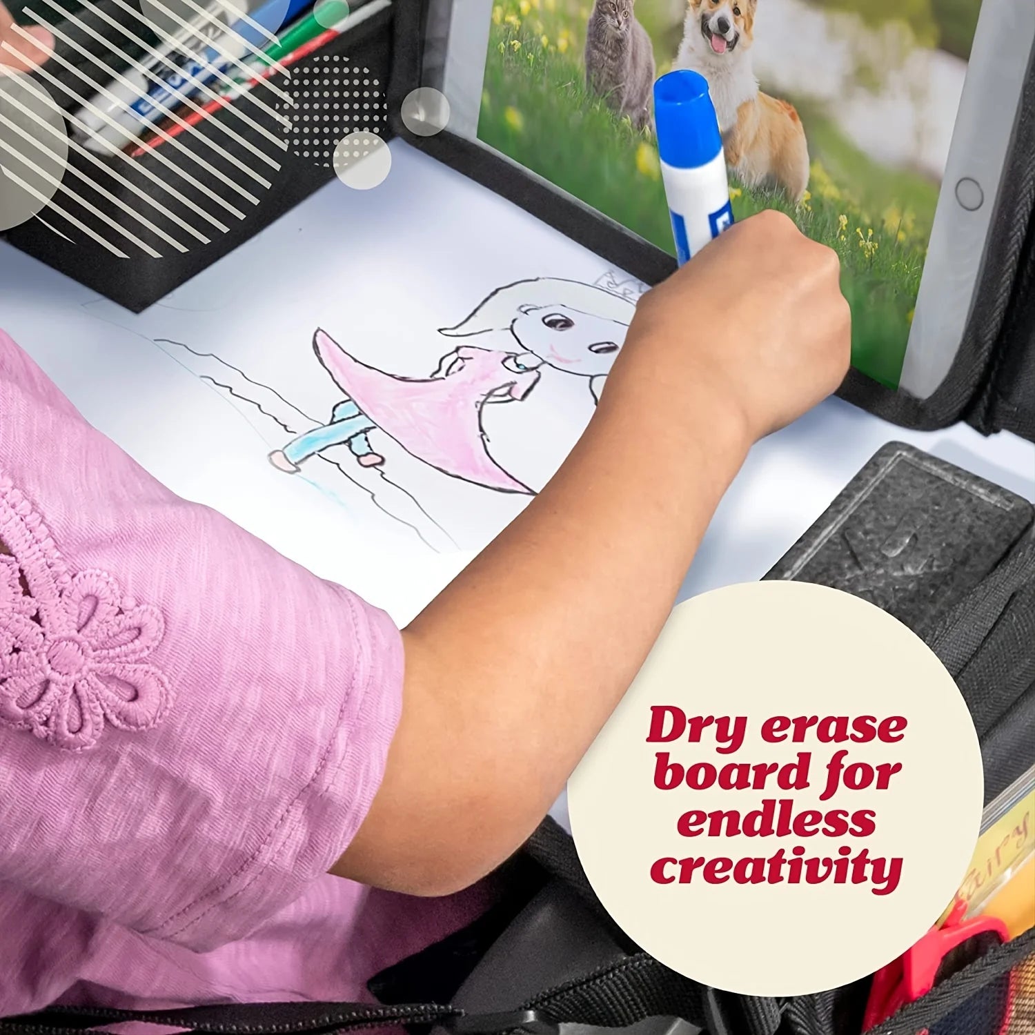 Road Trip Essentials Kids Travel Tray, For Car Seats Large Activity Lap Tray Table Pocket Organizer Loved By Toddlers, Kids